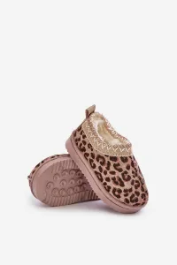 FR1 Snežnice Detské Kotníkové Topánky S Leopardím Vzorom Na Platforme Zateplené Kožušinou Hnedé Vilabria