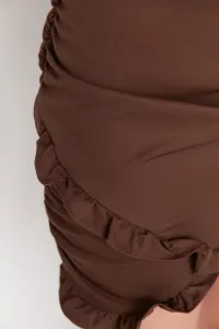 Trendyol hnedé drobné tkané šaty na jedno rameno