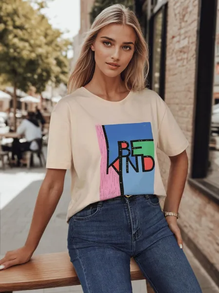 T-shirt damski KINDBE brzoskwiniowy Dstreet