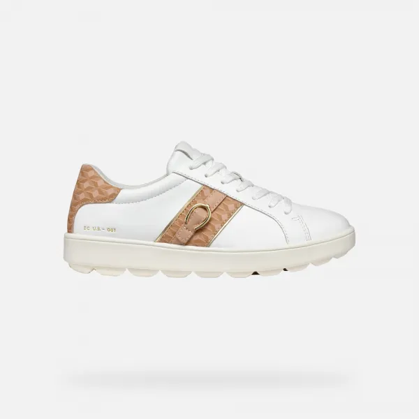 White women's sneakers Geox Spherica ECUB-1 - Women's