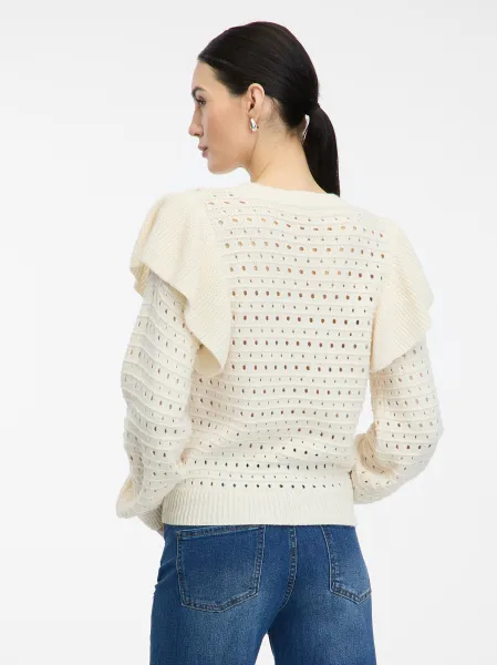 Cream Women's Sweater with Ruffles ORSAY - Women's