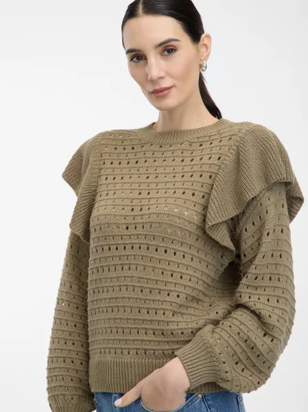Khaki Women's Sweater with Ruffles ORSAY - Women's