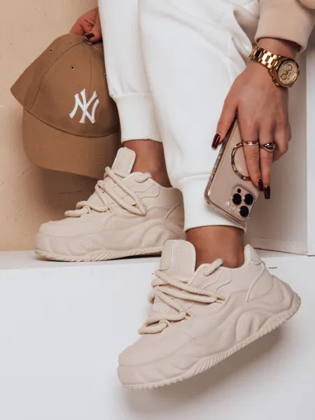 Dámske sneakersy na platforme LALANDRA, béžové