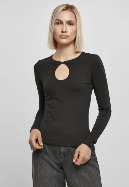 Women's Organic Long Sleeve Keyhole Black