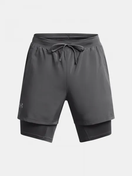 Šedé športové kraťasy Under Armour UA LAUNCH 5'' 2-IN-1 SHORTS