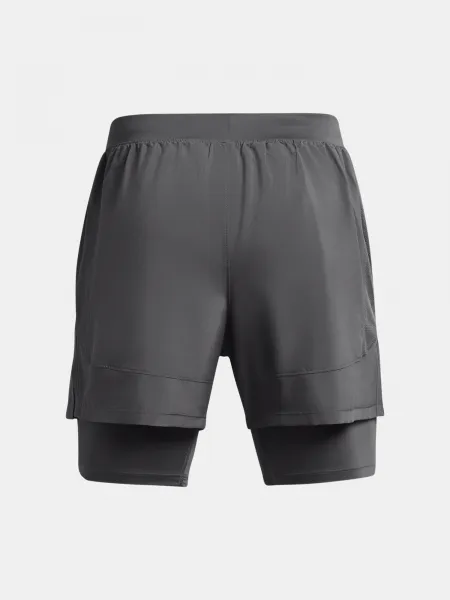 Šedé športové kraťasy Under Armour UA LAUNCH 5'' 2-IN-1 SHORTS