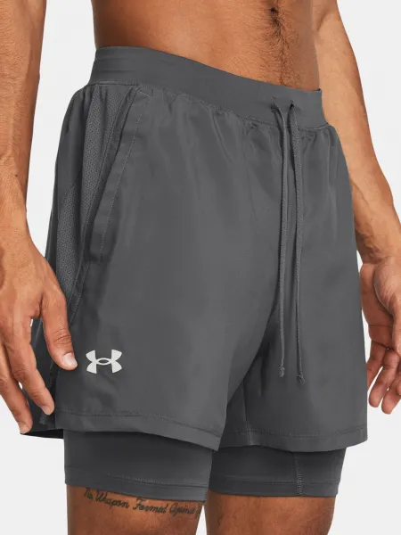 Šedé športové kraťasy Under Armour UA LAUNCH 5'' 2-IN-1 SHORTS