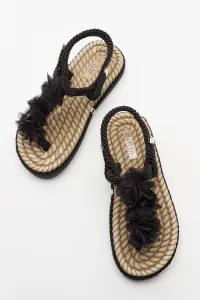 LuviShoes SANTRA Women's Black Flip-Flops Sandals