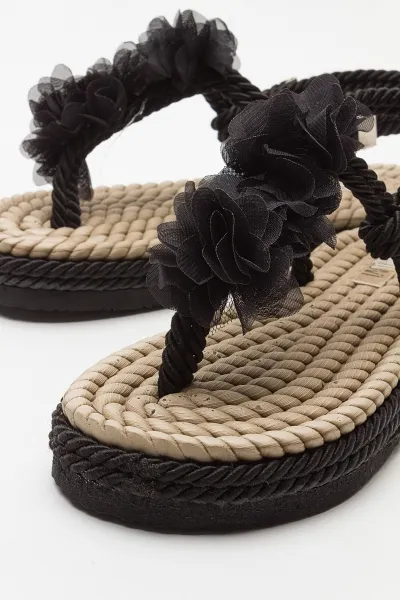 LuviShoes SANTRA Women's Black Flip-Flops Sandals
