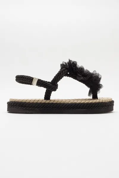 LuviShoes SANTRA Women's Black Flip-Flops Sandals