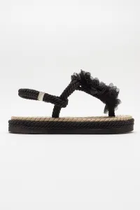 LuviShoes SANTRA Women's Black Flip-Flops Sandals