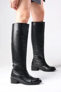 Mio Gusto Parley Black Color No Zipper With Thin, Faux Für Lined Women's Equestrian Boots.