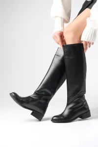 Mio Gusto Parley Black Color No Zipper With Thin, Faux Für Lined Women's Equestrian Boots.