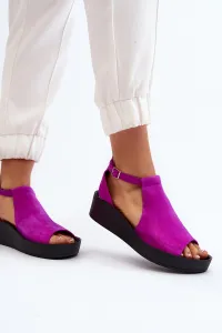 Zazoo 2914 Dámske sandále zo semienkového semišu fuksia