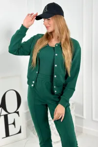 Set of 3in1 sweatshirt with press studs + top + green pants