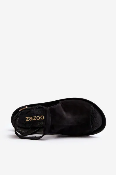 Zazoo 2914 Čierne dámske sandále zo semišu