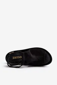 Zazoo 2914 Čierne dámske sandále zo semišu