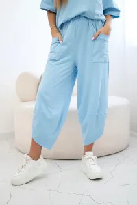 Legínovo Bavlnený set blúzka + nohavice modrý Farba: Modrá, Veľkosť: UNI