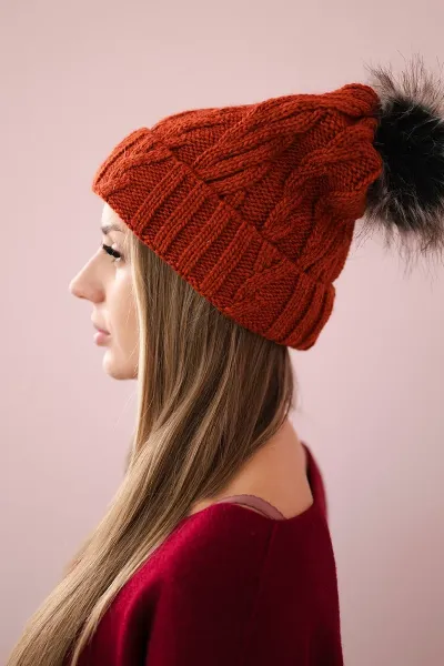 marka niezdefiniowana Čapica s fleece Warkocz K226 ruda