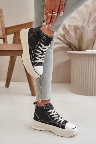 BIG STAR SHOES Zateplené Dámske Tenisky Na Platforme Eko Koža Big Star