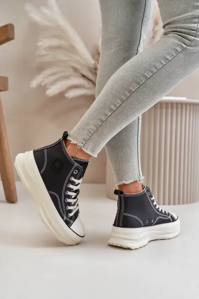 BIG STAR SHOES Zateplené Dámske Tenisky Na Platforme Eko Koža Big Star