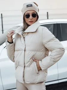 Kurtka zimowa damska pikowana LARO jasnobeżowa Dstreet