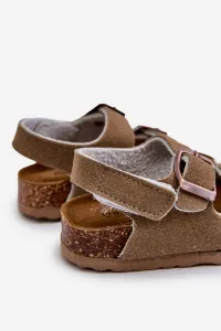 Boto Detské sandále na korkovej platforme so suchým zipsom v farbe khaki Rorria