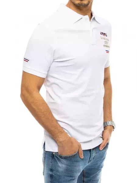 Polo tričko s výšivkou biele Dstreet
