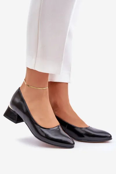 Lewski Shoes Kožené Lodičky Lewski 3118 Čierne
