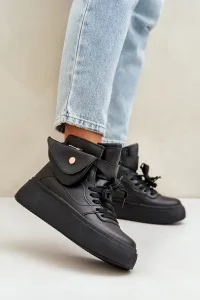 PM1 Vysoké sneakers s vreckom na platforme čierne Saramis