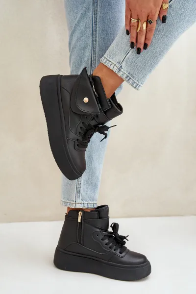 PM1 Vysoké sneakers s vreckom na platforme čierne Saramis
