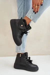 PM1 Vysoké sneakers s vreckom na platforme čierne Saramis