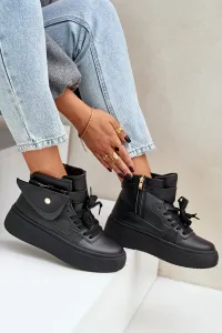 PM1 Vysoké sneakers s vreckom na platforme čierne Saramis