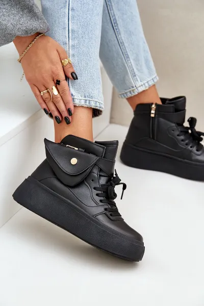 PM1 Vysoké sneakers s vreckom na platforme čierne Saramis