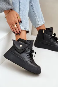 PM1 Vysoké sneakers s vreckom na platforme čierne Saramis