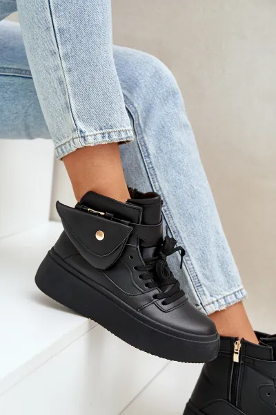 PM1 Vysoké sneakers s vreckom na platforme čierne Saramis