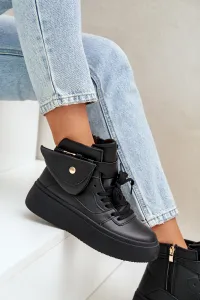 PM1 Vysoké sneakers s vreckom na platforme čierne Saramis