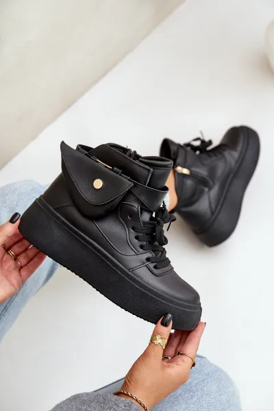 PM1 Vysoké sneakers s vreckom na platforme čierne Saramis