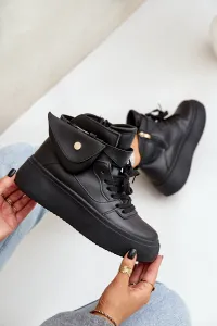 PM1 Vysoké sneakers s vreckom na platforme čierne Saramis