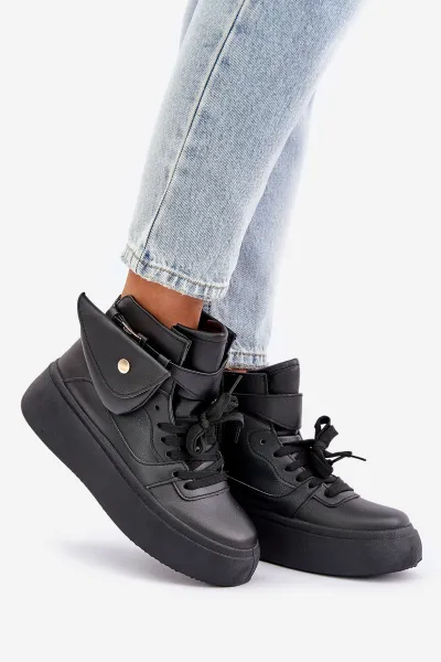 PM1 Vysoké sneakers s vreckom na platforme čierne Saramis