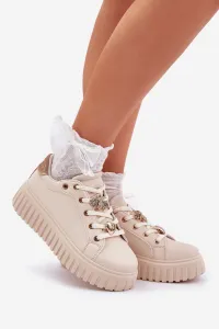 PE1 Dámske Tenisky S Stužkami Béžové Grelesi
