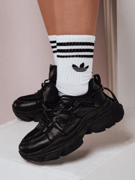 Dámske čierne sneakersy na hrubej podrážke