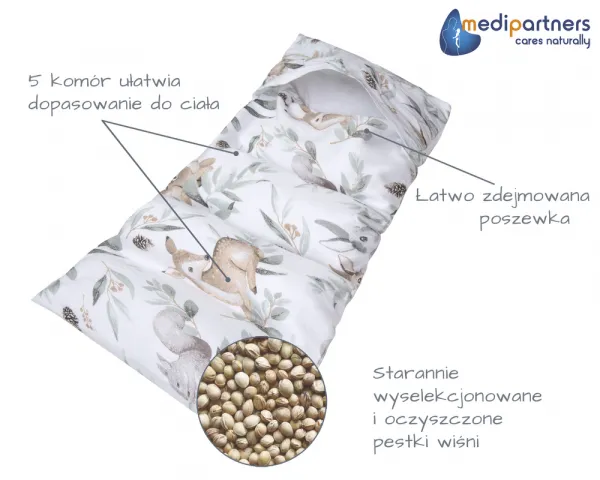 Medi Partners Thermofor with cherry seeds large 20x60 - 5 chamber - Deer in the leaves