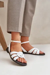 Lewski Shoes Kožené Dámske Sandále Na Plochosom Opätku Biele Zazoo 3688
