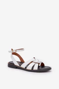 Lewski Shoes Kožené Dámske Sandále Na Plochosom Opätku Biele Zazoo 3688