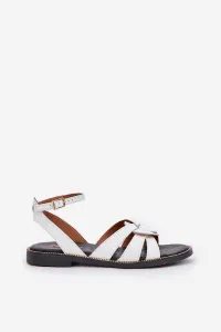 Lewski Shoes Kožené Dámske Sandále Na Plochosom Opätku Biele Zazoo 3688