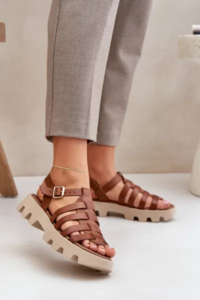Lewski Shoes Kožené Dámske Sandále Zazoo 3695 Kameň