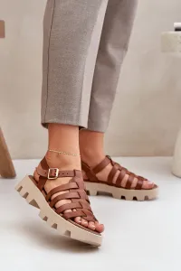 Lewski Shoes Kožené Dámske Sandále Zazoo 3695 Kameň