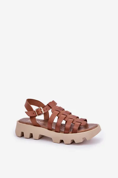 Lewski Shoes Kožené Dámske Sandále Zazoo 3695 Kameň