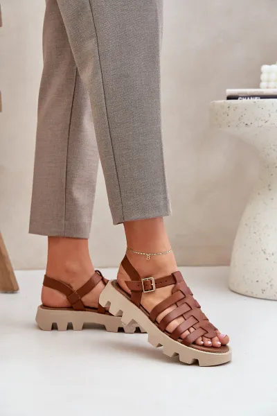 Lewski Shoes Kožené Dámske Sandále Zazoo 3695 Kameň